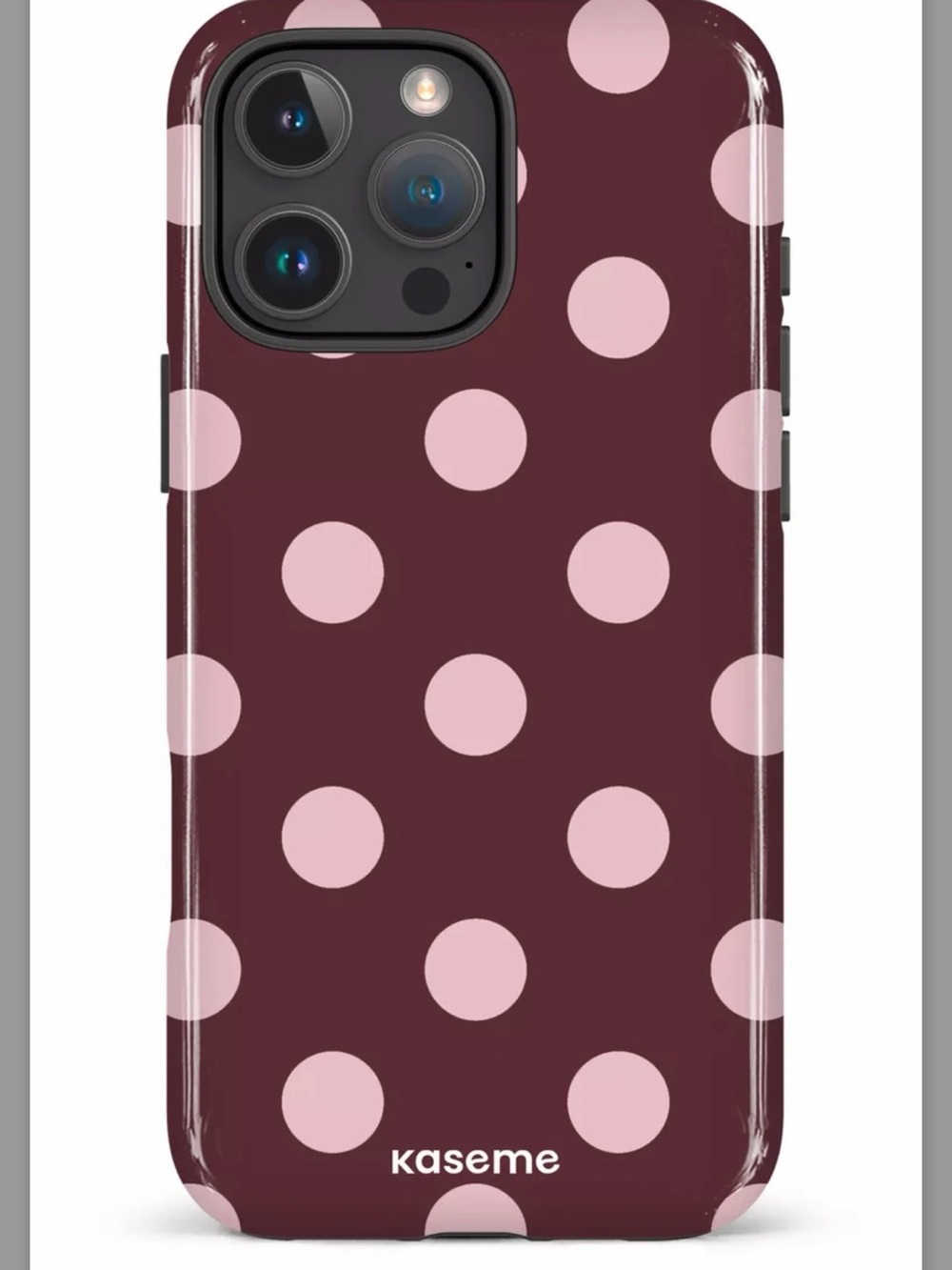 KaseMe Maroon & Pink Polka Dot Case – iPhone 16 Pro Max
